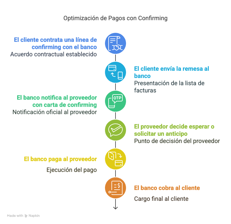 Funcionamiento del confirming bancario paso a paso