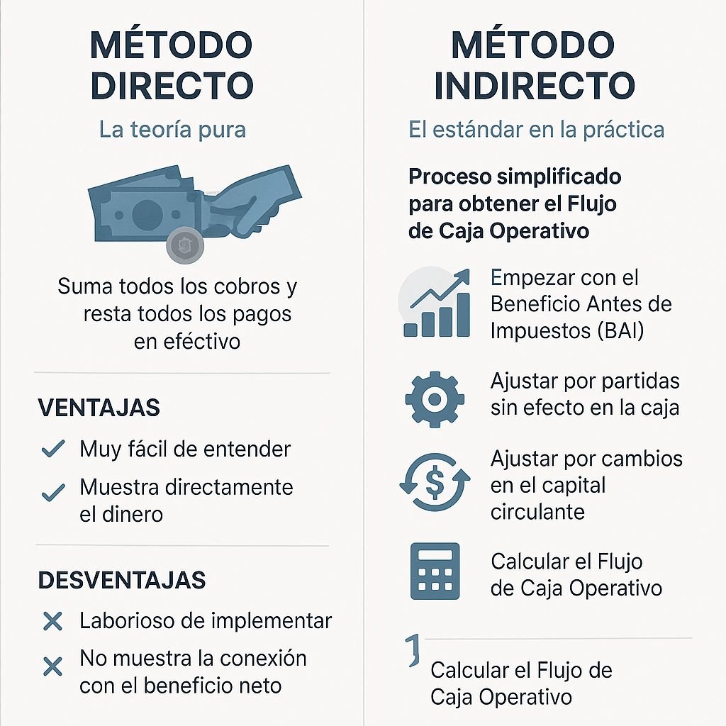 El método directo y el indirecto para calcular los flujos de caja