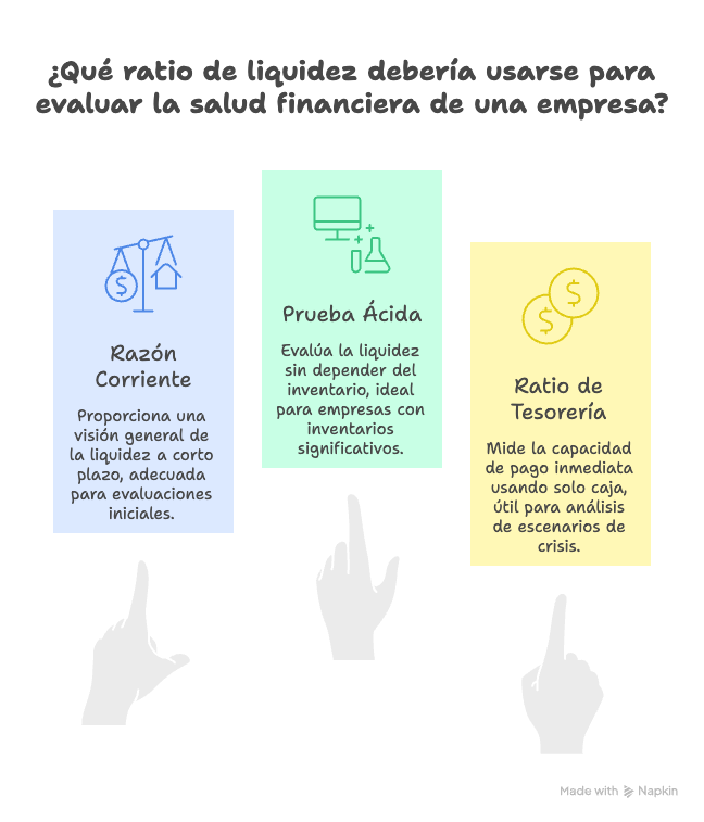 Diferentes ratios de liquidez